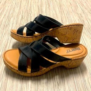 Born Cork and Leather Strappy Sandals Size 6